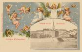 Weihnachtskarte, Villach mit Draubrücke - alte historische Fotos Ansichten Bilder Aufnahmen Ansichtskarten 