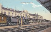 Bahnhof mit Lokomotive - alte historische Fotos Ansichten Bilder Aufnahmen Ansichtskarten 