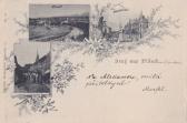 Villach, Dreibildkarte mit Panoramaansicht,  - Villach - alte historische Fotos Ansichten Bilder Aufnahmen Ansichtskarten 