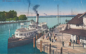 Bregenz - Hafen mit Dampfschiff - Bregenz - alte historische Fotos Ansichten Bilder Aufnahmen Ansichtskarten 