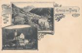 2 Bild Litho Karte - Tiers - Trentino Südtirol - alte historische Fotos Ansichten Bilder Aufnahmen Ansichtskarten 
