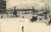 Triest, Josefsplatz mit Hafen - Italien - alte historische Fotos Ansichten Bilder Aufnahmen Ansichtskarten 