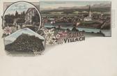 3 Bild Litho Karte Villach - Europa - alte historische Fotos Ansichten Bilder Aufnahmen Ansichtskarten 