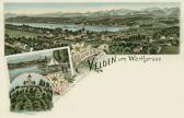 3 Bild Litho Karte Velden am Wörthersee - alte historische Fotos Ansichten Bilder Aufnahmen Ansichtskarten 
