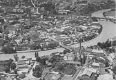 Luftbild Villacher Innenstadt - Villach - alte historische Fotos Ansichten Bilder Aufnahmen Ansichtskarten 
