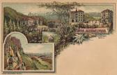 4 Bild Litho Karte - Bozen, Hotel Mendelpass - Trentino Südtirol - alte historische Fotos Ansichten Bilder Aufnahmen Ansichtskarten 