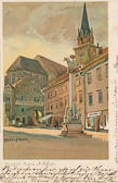 Hauptplatz Villach mit Rautterhaus - Kärnten - alte historische Fotos Ansichten Bilder Aufnahmen Ansichtskarten 