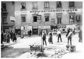 Straßenbauarbeiten, Abtrag der Pflasterung - Villach(Stadt) - alte historische Fotos Ansichten Bilder Aufnahmen Ansichtskarten 