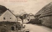 Predil, Gasthaus zum Touristen mit Mangart - Oberkrain (Gorenjska) - alte historische Fotos Ansichten Bilder Aufnahmen Ansichtskarten 