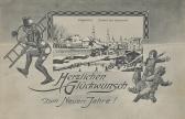 Klagenfurt Neujahrskarte, Eislaufen am Lendkanal - Innere Stadt  (1. Bez) - alte historische Fotos Ansichten Bilder Aufnahmen Ansichtskarten 