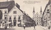 Leoben, Timmerstdorgergasse mit Stadtpfarrkirche - Steiermark - alte historische Fotos Ansichten Bilder Aufnahmen Ansichtskarten 