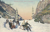Rodelpartie vom Loiblpass - Oesterreich - alte historische Fotos Ansichten Bilder Aufnahmen Ansichtskarten 