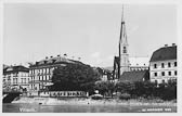 An der Drau mit Nikolaikirche - Villach - alte historische Fotos Ansichten Bilder Aufnahmen Ansichtskarten 