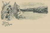 Neujahrskarte, Villach mit Draubrücke - Villach-Innere Stadt - alte historische Fotos Ansichten Bilder Aufnahmen Ansichtskarten 