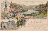 3 Bild Litho Karte - Salzburg - alte historische Fotos Ansichten Bilder Aufnahmen Ansichtskarten 