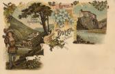 2 Bild Litho Karte - Bozen Schloss Runkelstein - Trentino Südtirol - alte historische Fotos Ansichten Bilder Aufnahmen Ansichtskarten 