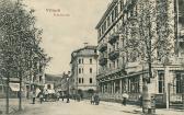 Villach Schulstraße mit Parkhotel und Leiningenhof - alte historische Fotos Ansichten Bilder Aufnahmen Ansichtskarten 