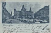 Graz, Rathaus - Mondscheinkarte, Neujahrskarte - alte historische Fotos Ansichten Bilder Aufnahmen Ansichtskarten 