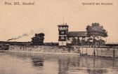 Wien, Nussdorf, Sperrschiff mit Donauhort - Europa - alte historische Fotos Ansichten Bilder Aufnahmen Ansichtskarten 