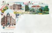 3 Bild Litho Karte -  Laibach - Zentralslowenien (Osrednjeslovenska) - alte historische Fotos Ansichten Bilder Aufnahmen Ansichtskarten 