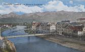 Blick auf die Draubrücke und auf die Karawanken - Villach-Innere Stadt - alte historische Fotos Ansichten Bilder Aufnahmen Ansichtskarten 