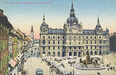 Graz - Rathaus und Herrengasse - Oesterreich - alte historische Fotos Ansichten Bilder Aufnahmen Ansichtskarten 
