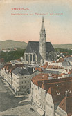 Steyr - Stadtpfarrkirche von Rathausturm - Oesterreich - alte historische Fotos Ansichten Bilder Aufnahmen Ansichtskarten 