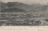 Panoramaansicht auf Villach und den Mangart - Oesterreich - alte historische Fotos Ansichten Bilder Aufnahmen Ansichtskarten 