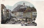 Graz, Hauptplatz mit Blick aug den Schlossberg - Oesterreich - alte historische Fotos Ansichten Bilder Aufnahmen Ansichtskarten 