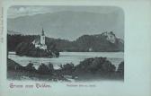Veldes, Veldeser See mit Insel - Veldes (Bleda) / Bled - alte historische Fotos Ansichten Bilder Aufnahmen Ansichtskarten 
