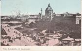 Karlskirche mit Naschmarkt, Wien - alte historische Fotos Ansichten Bilder Aufnahmen Ansichtskarten 