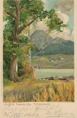 Faakersee Insel mit Mittagskogel - Oesterreich - alte historische Fotos Ansichten Bilder Aufnahmen Ansichtskarten 