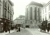 Blick zur Kirche, um 1910 - Villach-Innere Stadt - alte historische Fotos Ansichten Bilder Aufnahmen Ansichtskarten 