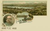 3 Bild Litho Karte Velden am Wörthersee - Villach Land - alte historische Fotos Ansichten Bilder Aufnahmen Ansichtskarten 