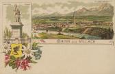 189? - 2 Bild Litho Karte Villach - Villach - alte historische Fotos Ansichten Bilder Aufnahmen Ansichtskarten 