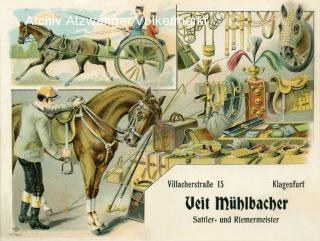 Klagenfurt, Sattler und Riemenmeister - Villacher Straße - alte historische Fotos Ansichten Bilder Aufnahmen Ansichtskarten 