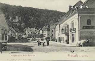 Hauptplatz mit Ruine Rothturm - Friesach - alte historische Fotos Ansichten Bilder Aufnahmen Ansichtskarten 