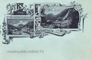 2 Bild Litho - Mondscheinkarte Karte - Scharnitz - Tirol - alte historische Fotos Ansichten Bilder Aufnahmen Ansichtskarten 