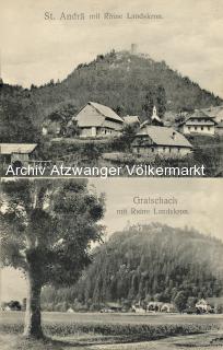 Ruine Landskron mit Ansichten von Gratschach - Gratschach - alte historische Fotos Ansichten Bilder Aufnahmen Ansichtskarten 