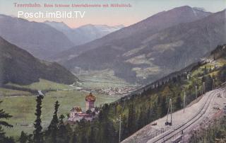 Tauernbahn mit Schloss Unterfalkenstein - Obervellach - alte historische Fotos Ansichten Bilder Aufnahmen Ansichtskarten 