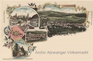 4 Bild Litho Karte Gutenstein - Gutenstein / Ravne na Koroškem - alte historische Fotos Ansichten Bilder Aufnahmen Ansichtskarten 