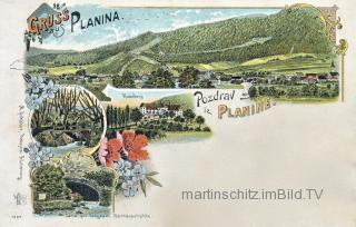 4 Bild Litho Karte - Planina/Haasberg - Slowenien - alte historische Fotos Ansichten Bilder Aufnahmen Ansichtskarten 