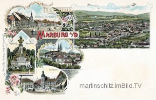 5 Bild Litho Karte - Marburg an der Drau  - Slowenien - alte historische Fotos Ansichten Bilder Aufnahmen Ansichtskarten 