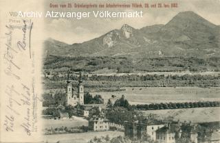 Villach Peraustrasse und Heiligenkreuzkirche - Kärnten - alte historische Fotos Ansichten Bilder Aufnahmen Ansichtskarten 