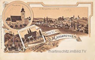 4 Bild Litho Karte - St. Margarethen an der Raab - Steiermark - alte historische Fotos Ansichten Bilder Aufnahmen Ansichtskarten 