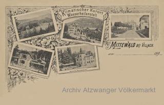 5 Bild Schmuckkarte, Mittewald bei Villach - Mittewald ob Villach - alte historische Fotos Ansichten Bilder Aufnahmen Ansichtskarten 