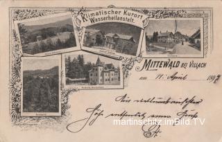 5 Bild Litho Mittewald bei Villach - Mittewald ob Villach - alte historische Fotos Ansichten Bilder Aufnahmen Ansichtskarten 