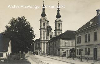 Villach Peraustrasse mit Heiligenkreuz Kirche - Villach - alte historische Fotos Ansichten Bilder Aufnahmen Ansichtskarten 