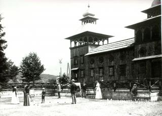 Criquet-Spiel vor dem Freibad, um 1902 - Villach - alte historische Fotos Ansichten Bilder Aufnahmen Ansichtskarten 