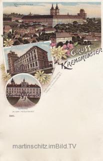 3 Bild Litho Karte - Kremsmünster Stift - Kirchdorf an der Krems - alte historische Fotos Ansichten Bilder Aufnahmen Ansichtskarten 